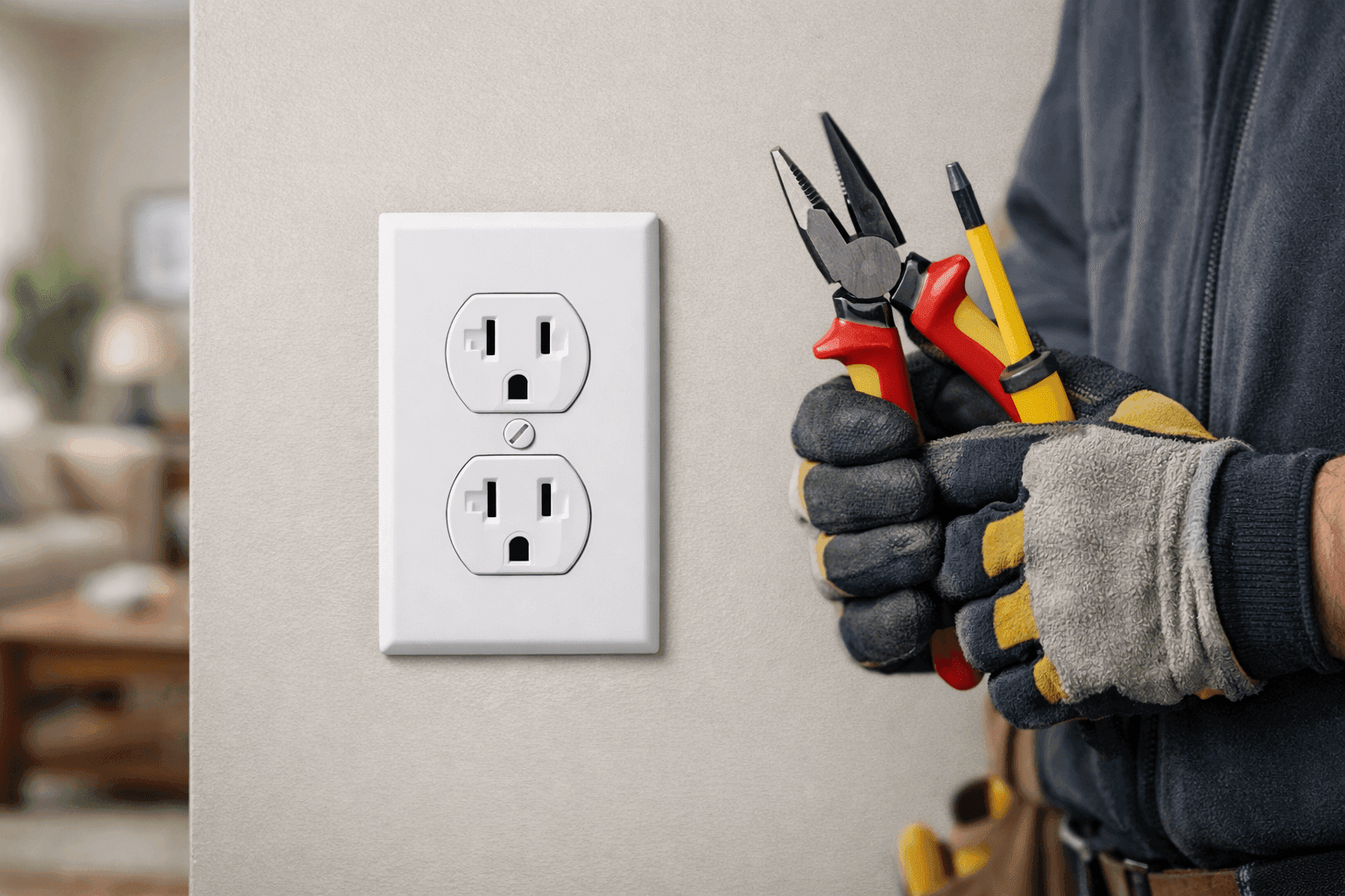 Childproof outlet covers installed in family home